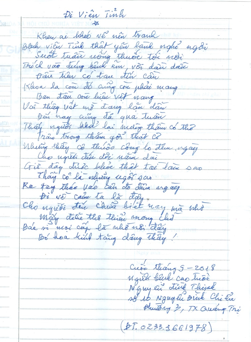 Thư cảm ơn của BN Nguyễn Đình Thịnh